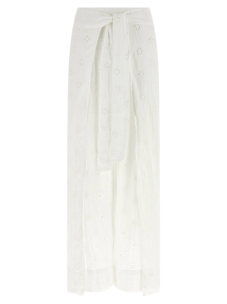 Polo Ralph Lauren Embroidered Cotton Lace Trousers — White