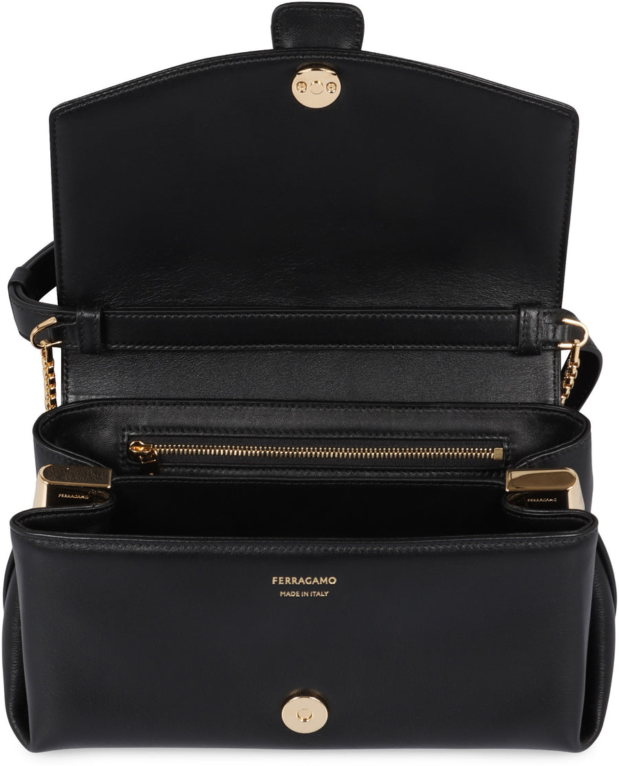 Crossbody Bag Calf Leather Black Shoulder