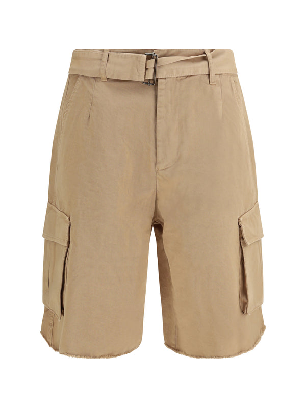 Laneus 100% cotton cargo shorts in beige