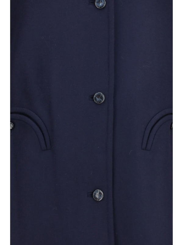 Trench Coat Nitak Woolly Navy Merino Wool