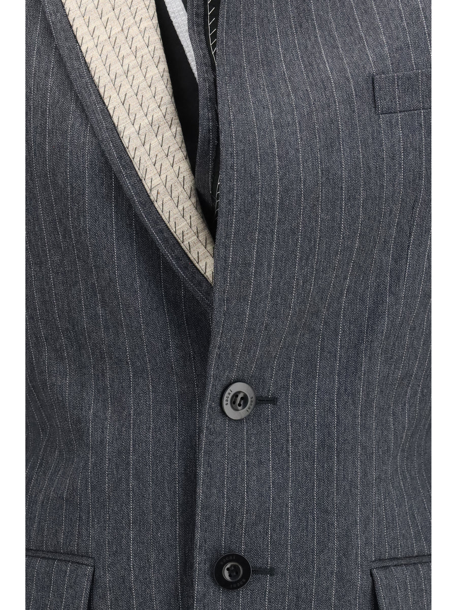 Jacket Pinstripe Single-Breasted Black Wool