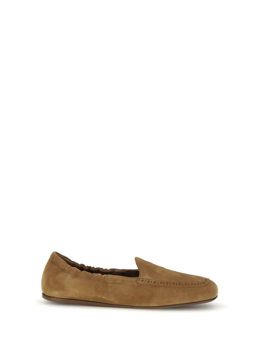 Suede Loafers Walnut Calf Leather