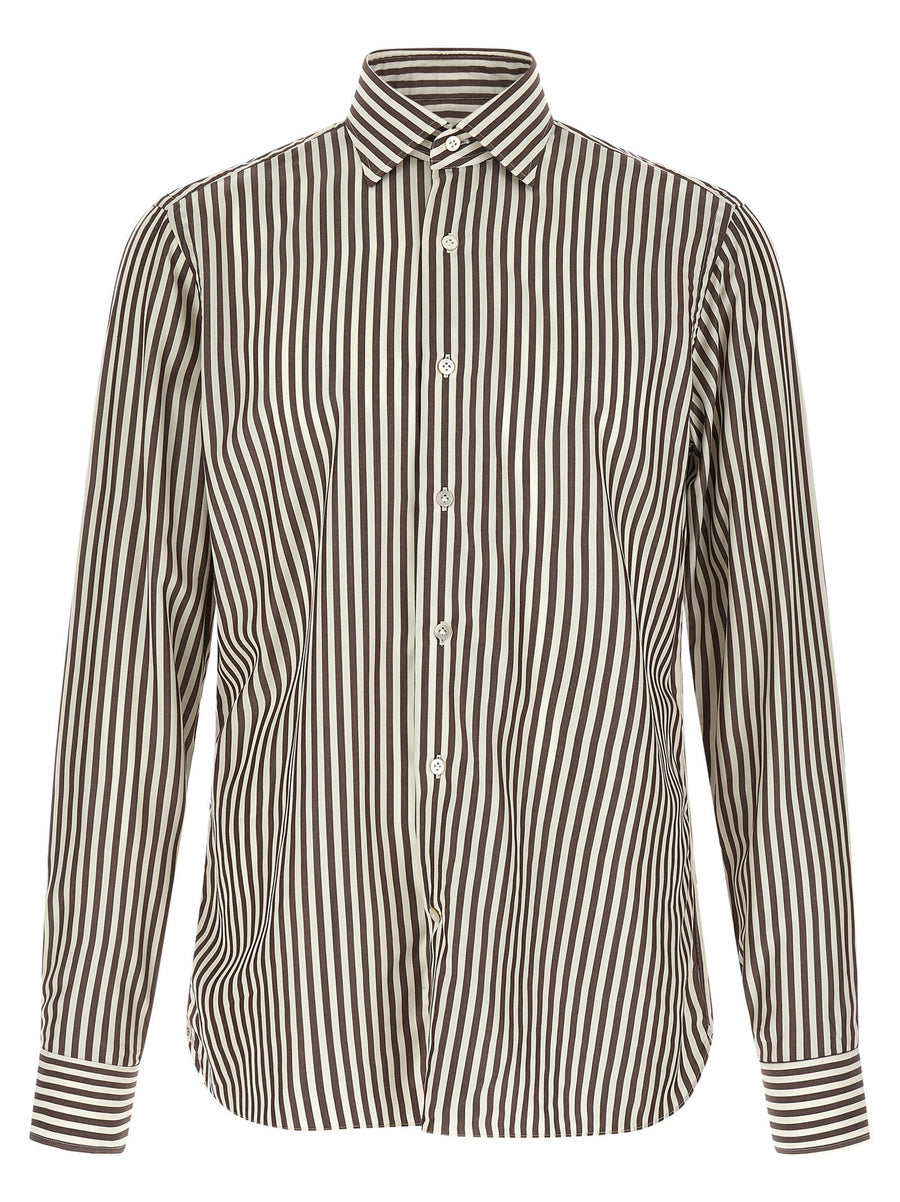 Borriello Striped Cotton Poplin Shirt — Charcoal