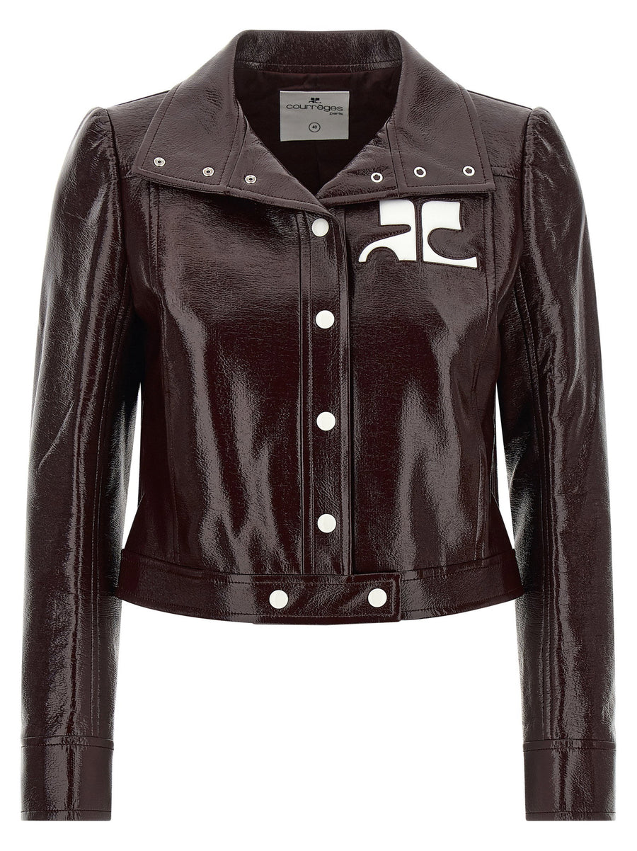 Courreges Vinyl Jacket — Burgundy
