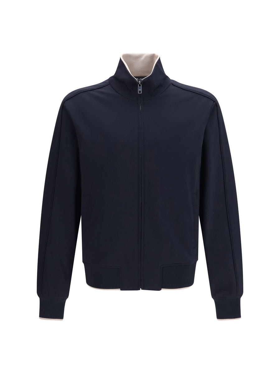 Zip Jacket With Side Bands Very Dark Blue Polyamide