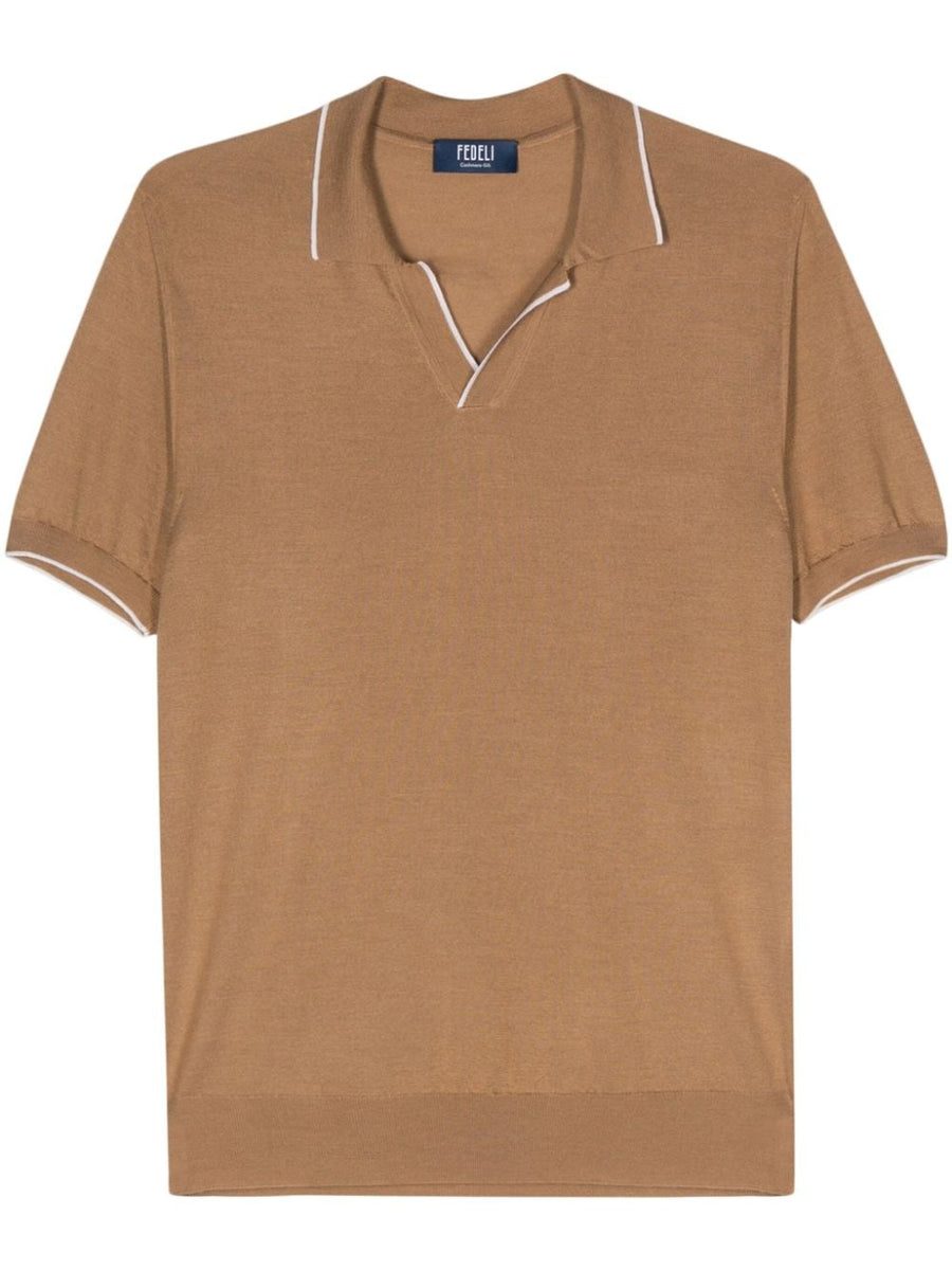 Fedeli Cashmere 70% polo shirt in camel