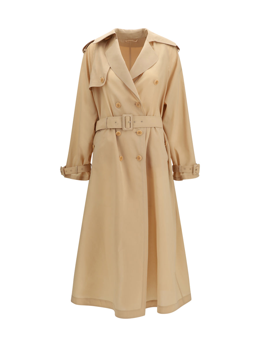 Ermanno Scervino 100% polyester with silk chiffon bonding trench coat in beige