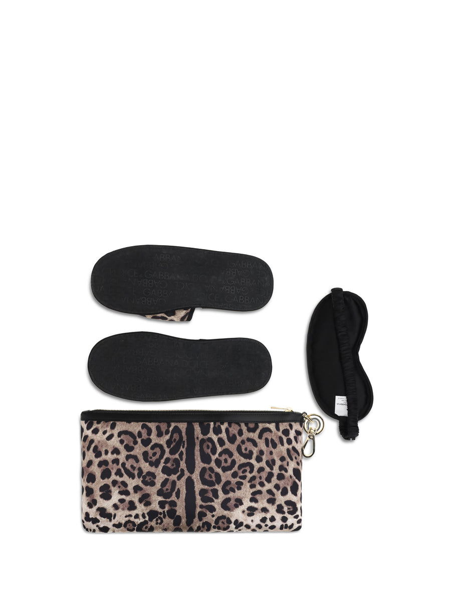 Leopard-Print Comfort Kit Leopard Print Polyester Slippers