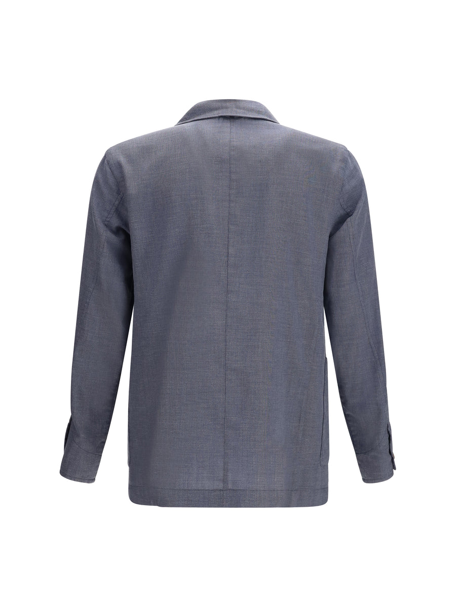 Jacket Cotton-Silk Blend Dark Grey Solid Blazers