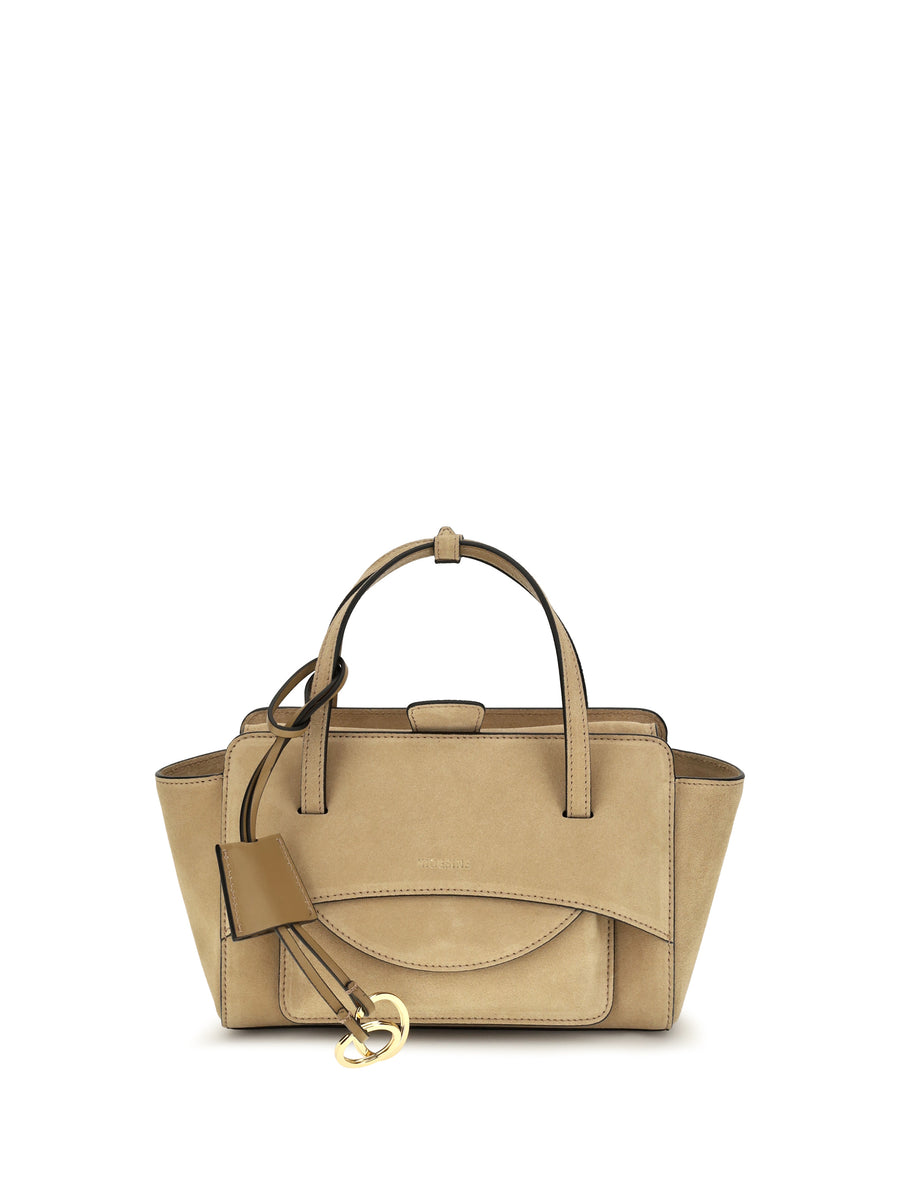 Shoulder Bag Flap Camel Suede Calf Leather