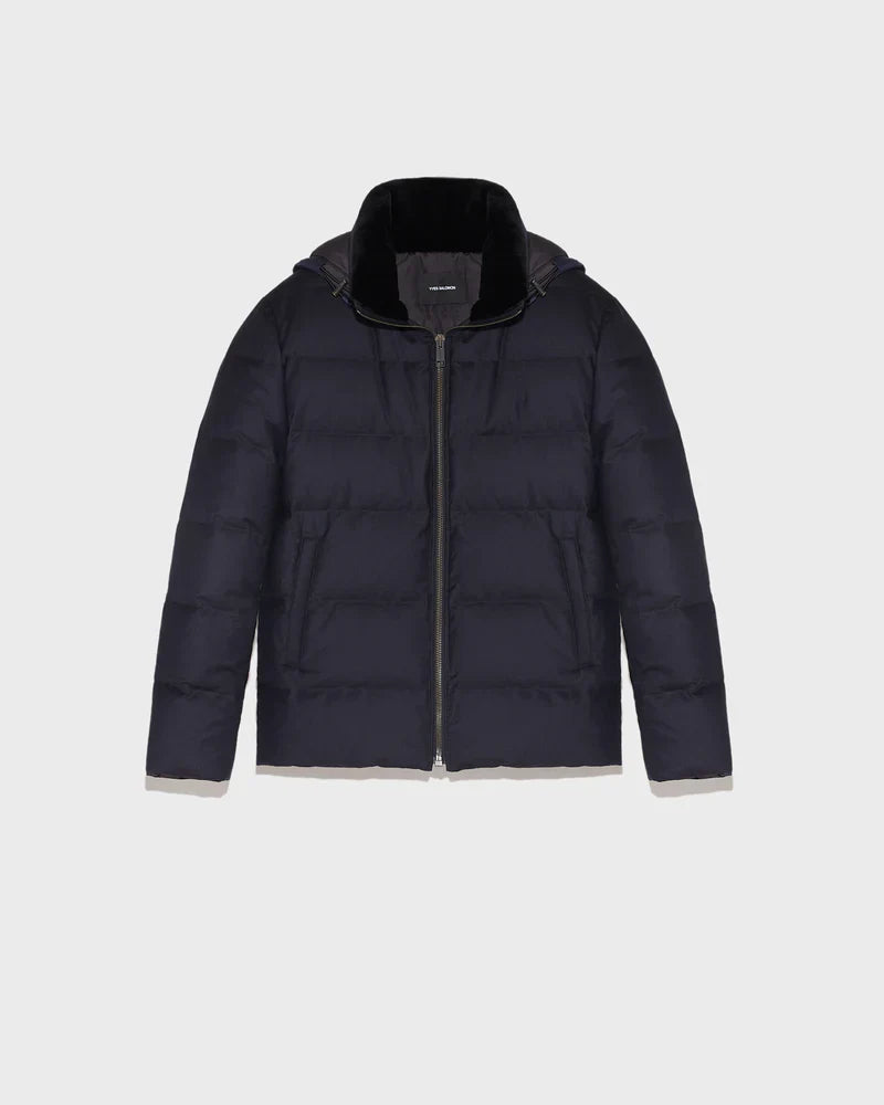 Yves Salomon 95% wool down jacket in navy