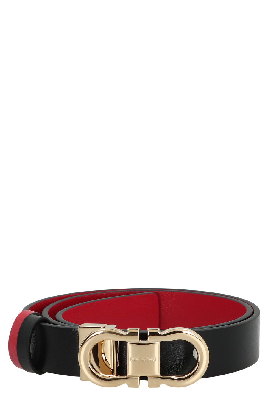 Gancini Reversible Leather Belt Black Calfskin
