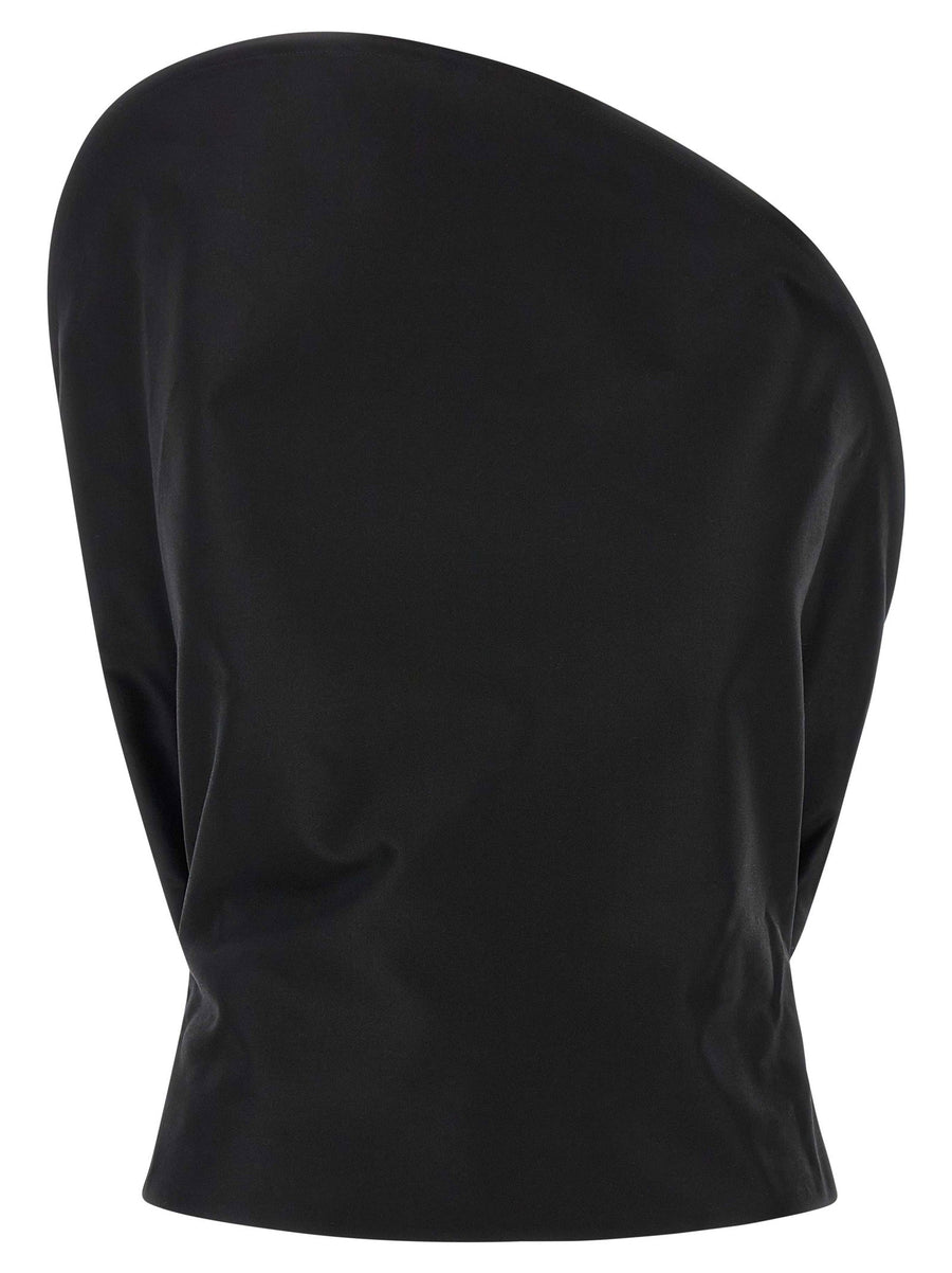 Magda Butrym Off-the-Shoulder Cotton Bustier Top — Black