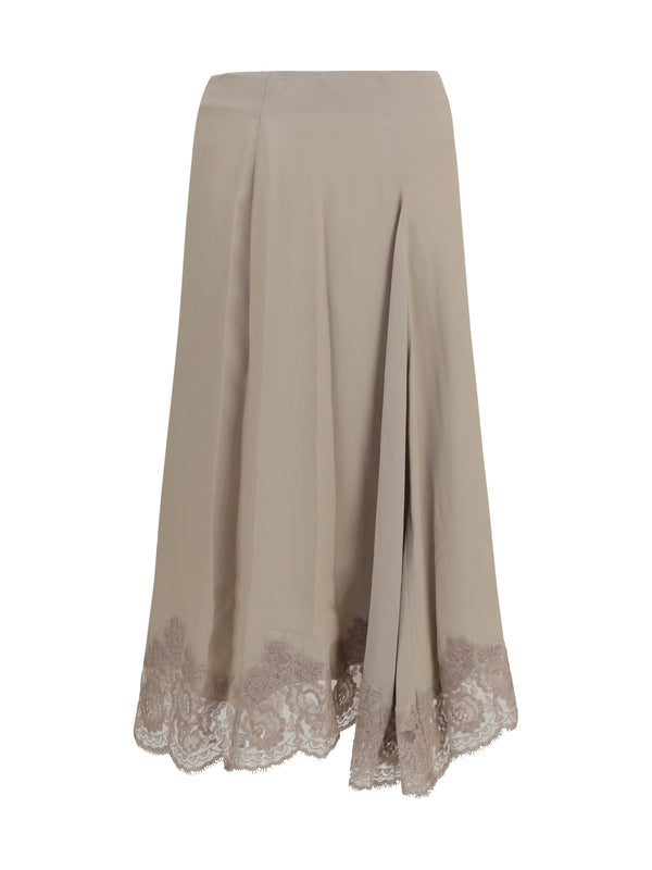 P.A.R.O.S.H. 69% Acetate; 31% Silk skirt in beige