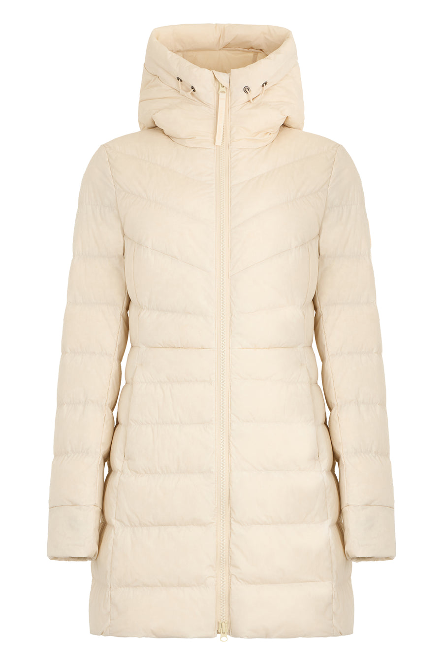 Padded Coat With Hood Linen Polyamide Puffer Jackets