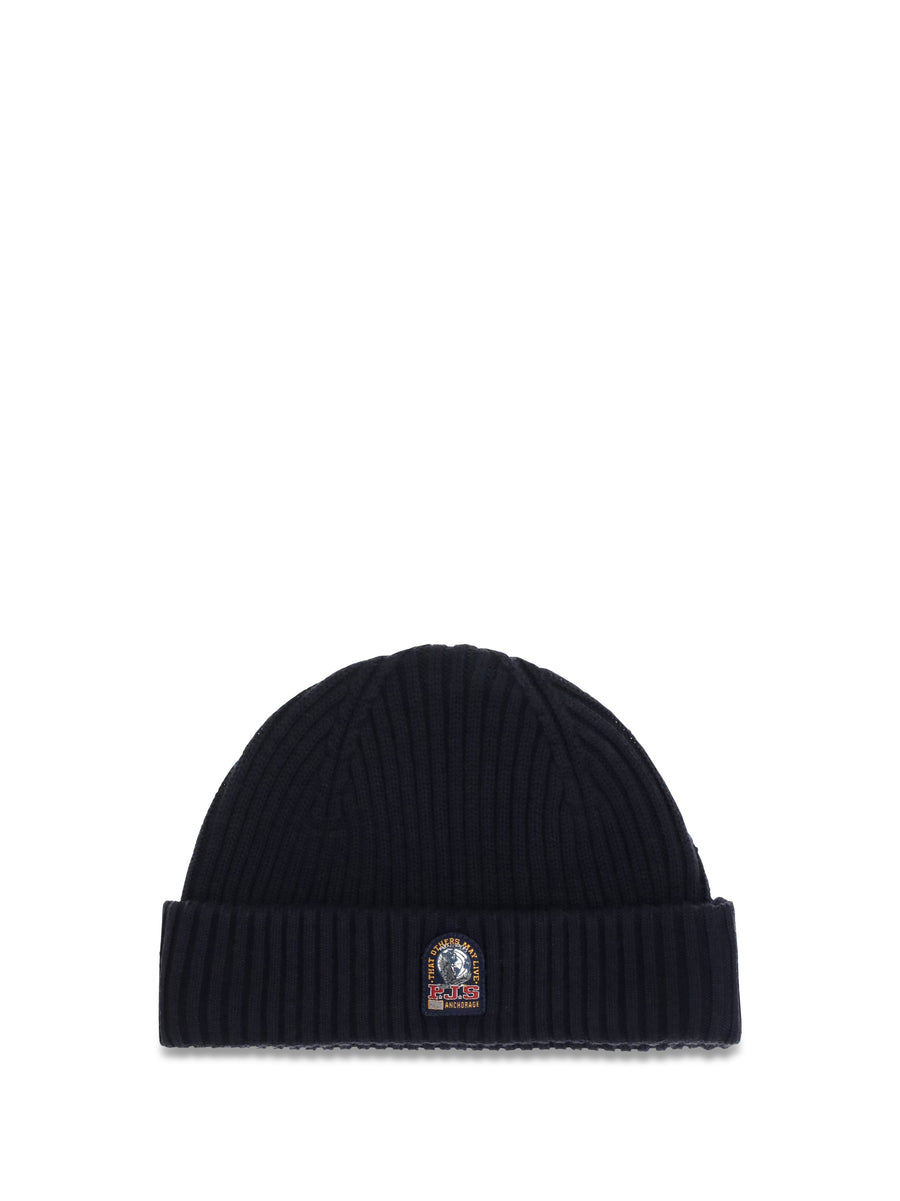 Beanie Ribbed Knit Navy Blue Merino Wool Hat