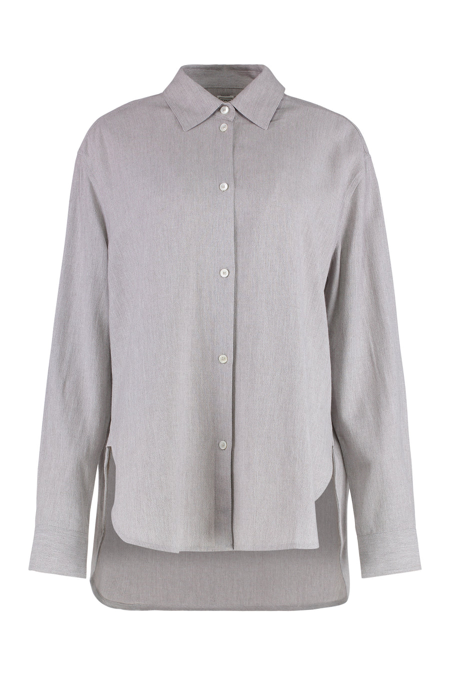 Rounded-Hem Viscose Shirt Gray