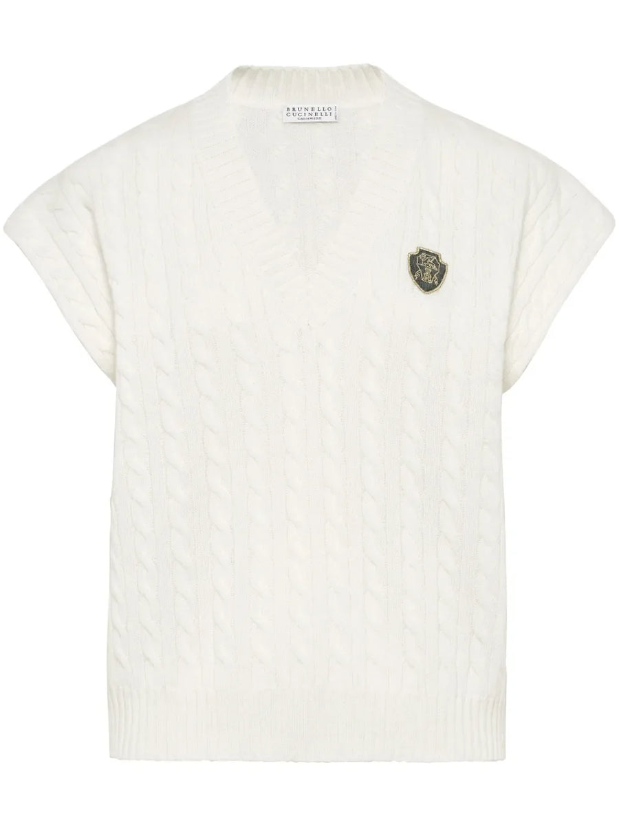 Brunello Cucinelli Cashmere 100% vest in white
