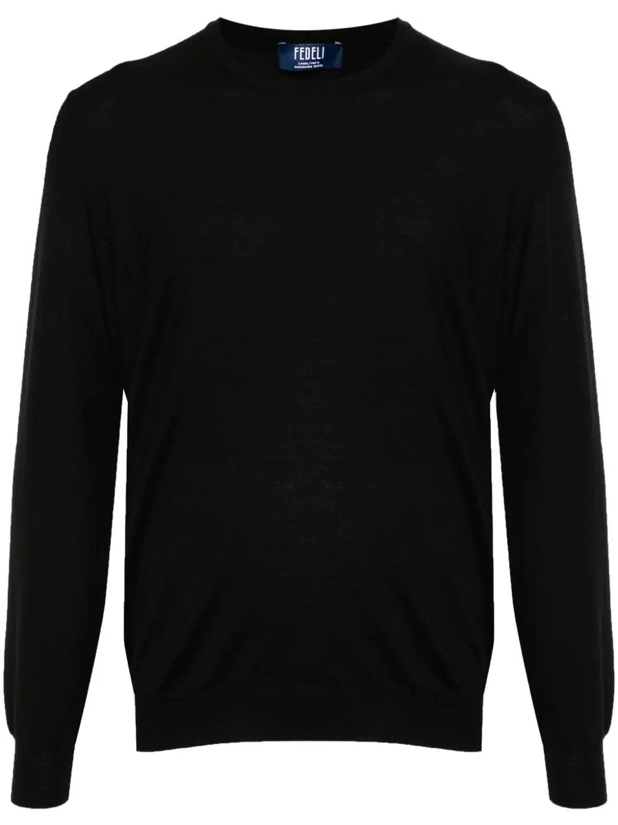 Fedeli Virgin Wool 100% sweater in black