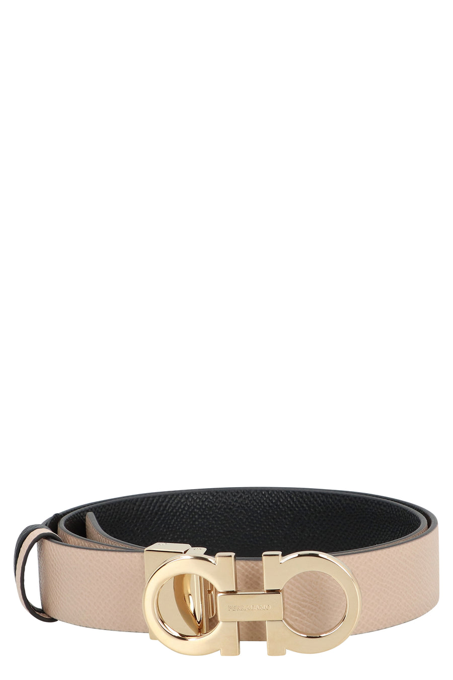 Gancini Reversible Leather Belt Black Calfskin