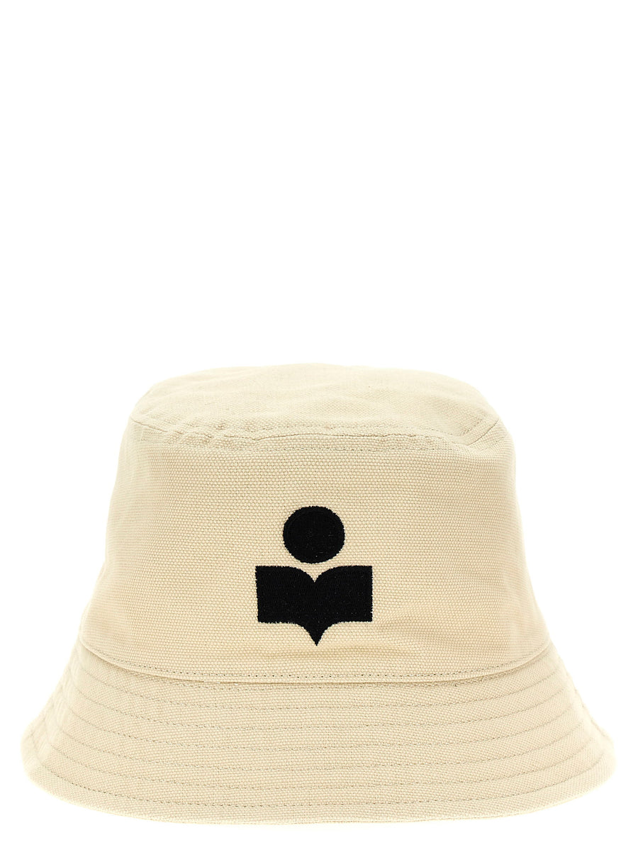 Marant Logo-Embroidered Canvas Bucket Hat — cream