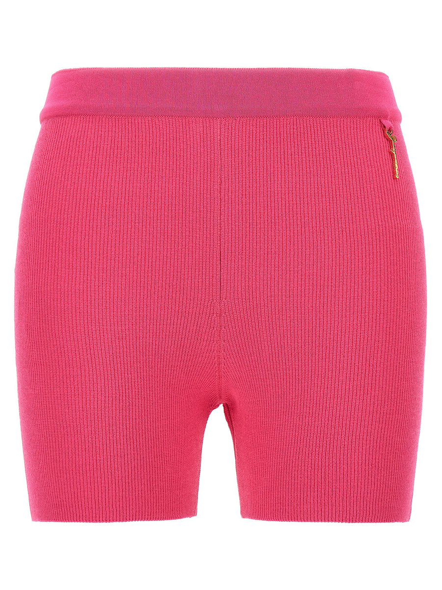 Jacquemus Ribbed Viscose Shorts — Pink