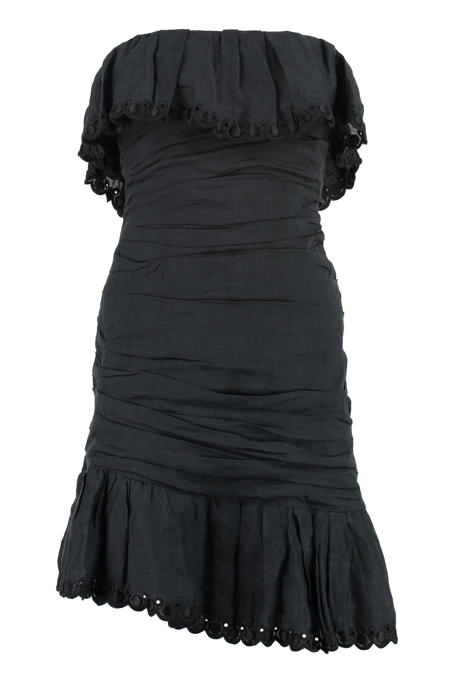Oxani Off-The-Shoulder Dress Black Polyester; Ramie; Cotton
