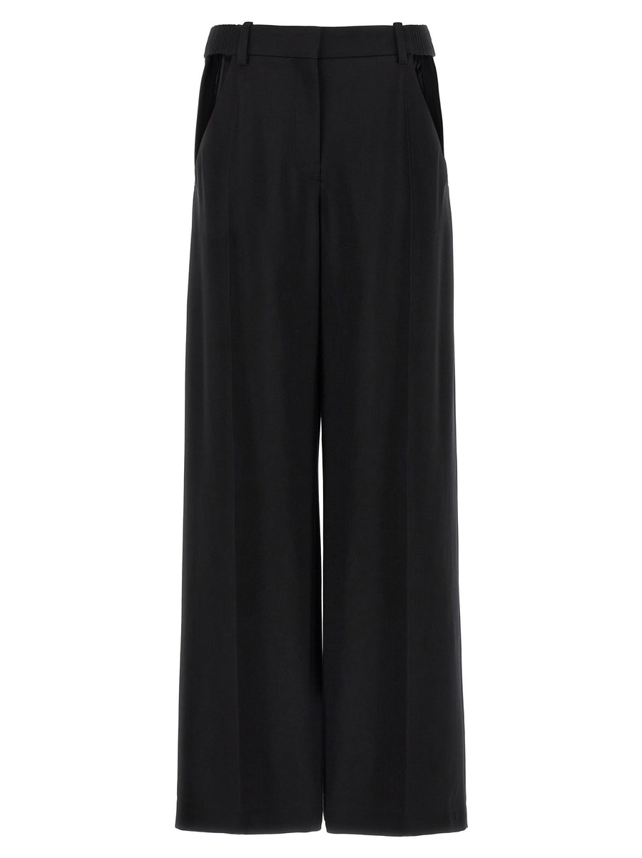 Mugler Cut-Out Wool Blend Trousers — Black