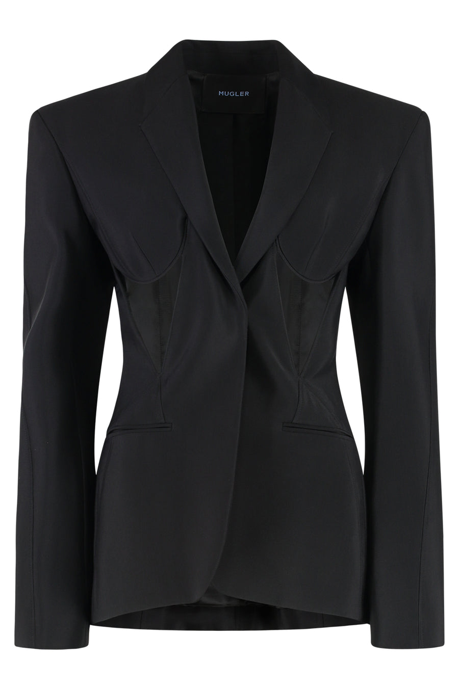 Single-Breasted One Button Jacket Black Viscose Blazers