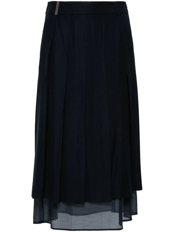 Peserico Outer: Cotton 67% skirt in navy
