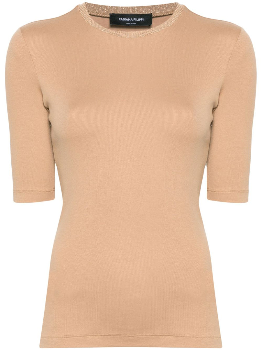 Fabiana Filippi Cotton 94% t-shirt in caramel