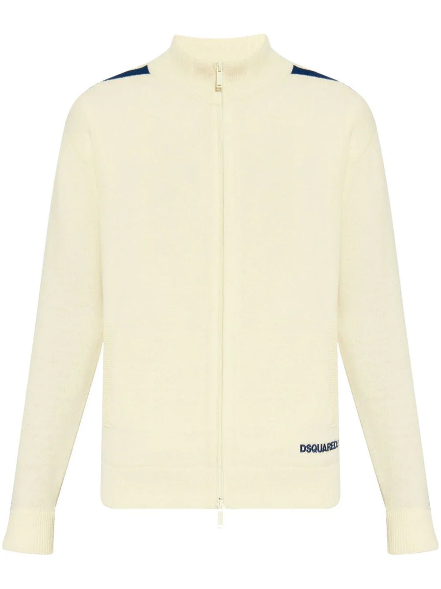 Dsquared2 Wool 97% cardigan in ivory