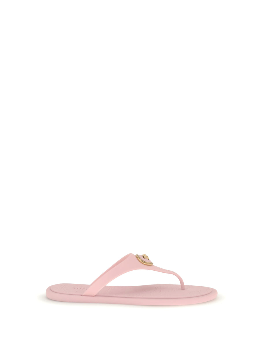 Rubber Thong Sandals Pastel Pink Versace Gold