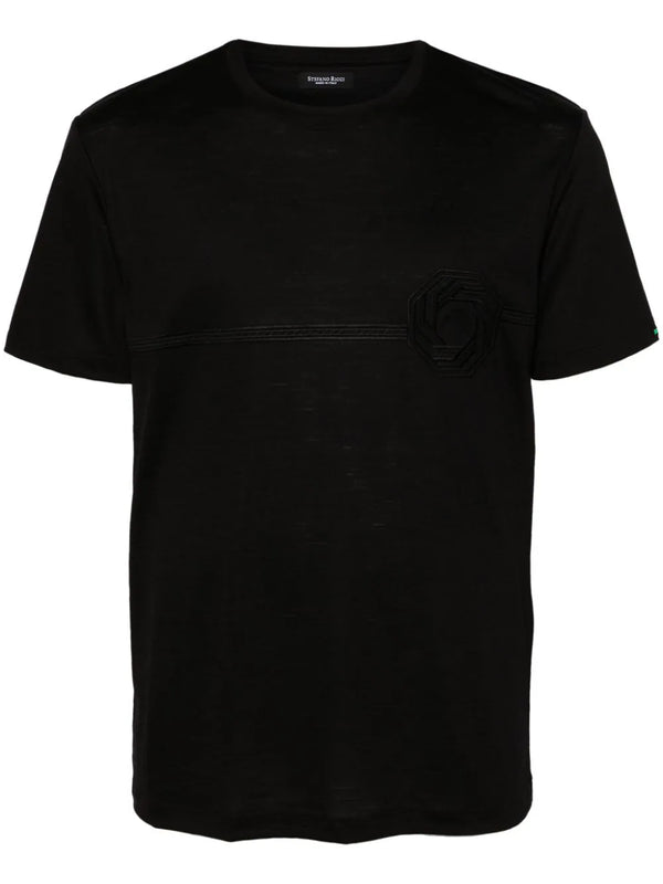Stefano Ricci Virgin Wool 100% t-shirt in black