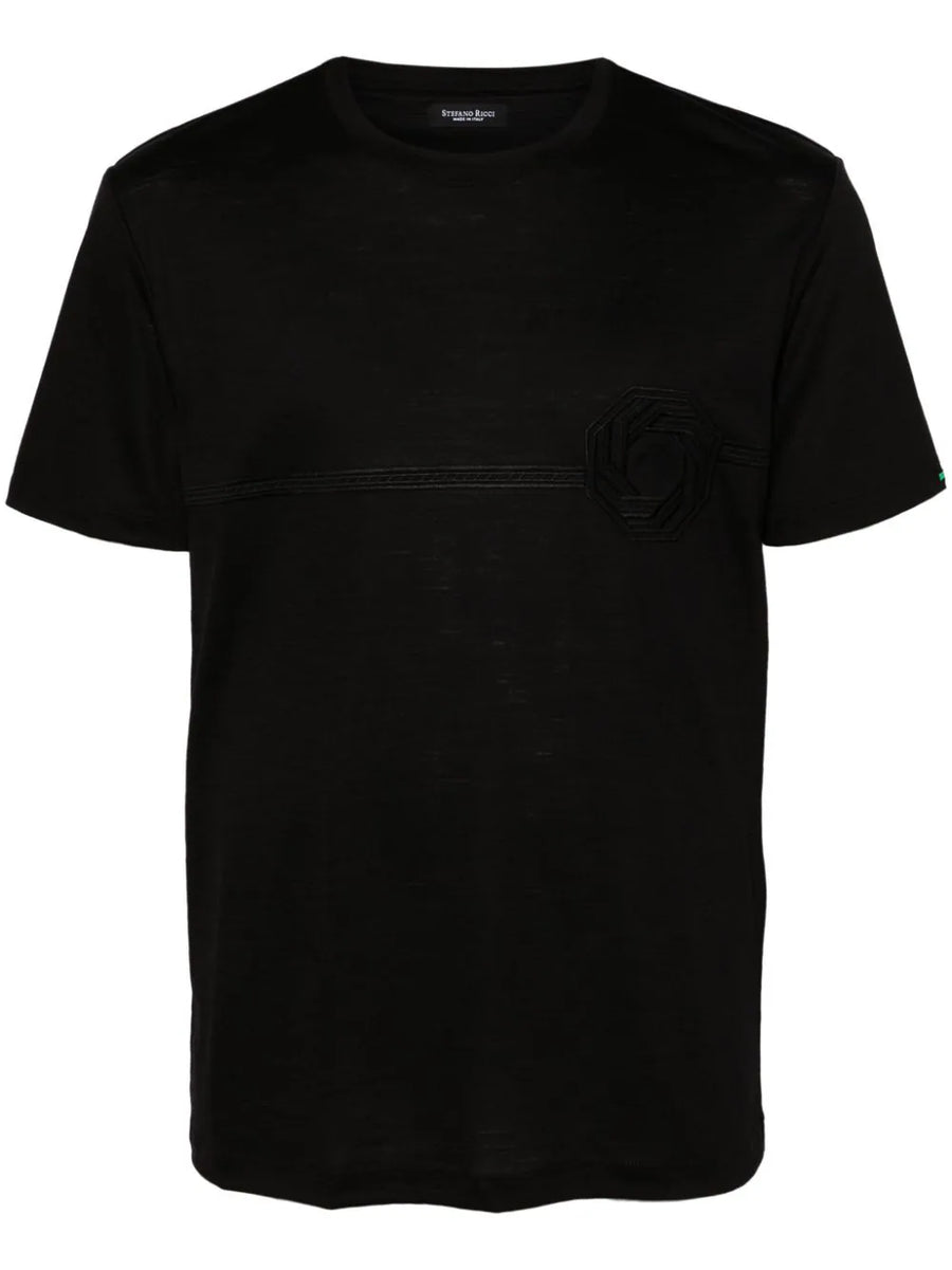 Stefano Ricci Virgin Wool 100% t-shirt in black