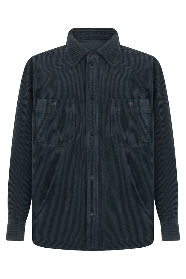 Cord Shirt Blue Fabric