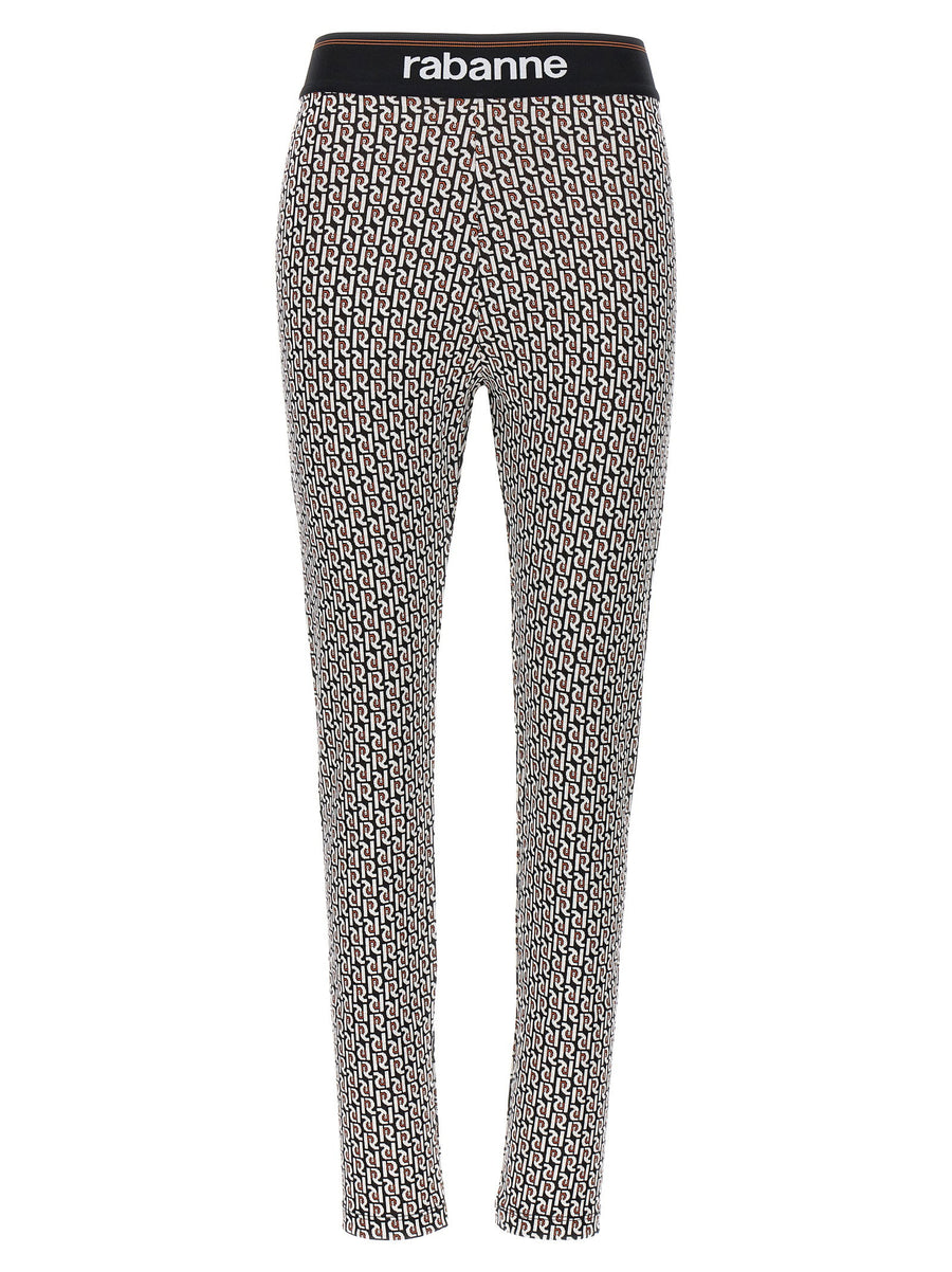 Paco Rabanne Logo-Monogram Leggings — Black
