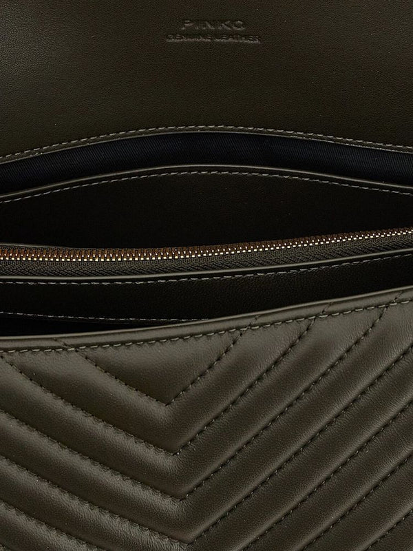 Pinko 100% Sheepskin Leather top handle bag in green