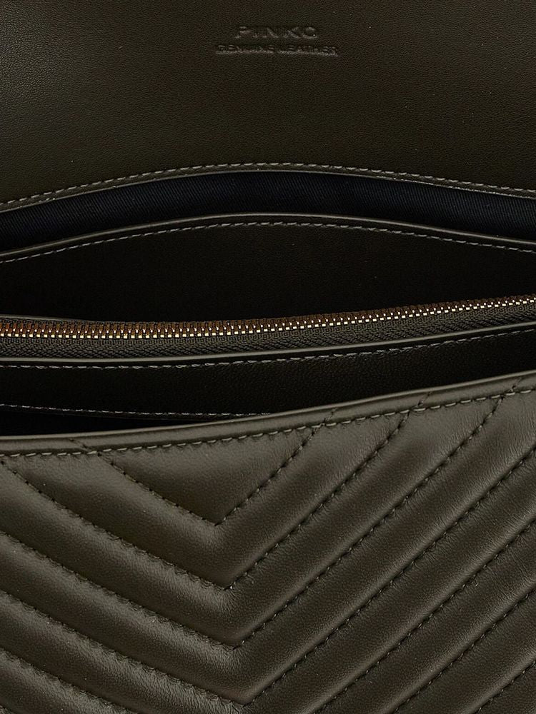 Pinko 100% Sheepskin Leather top handle bag in green