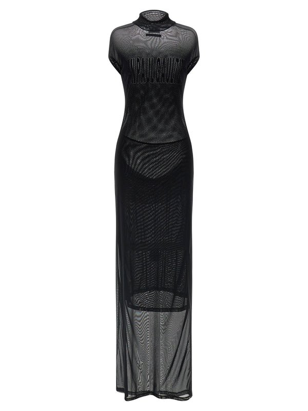 Jean Paul Gaultier Flocked Mesh Dress — Black