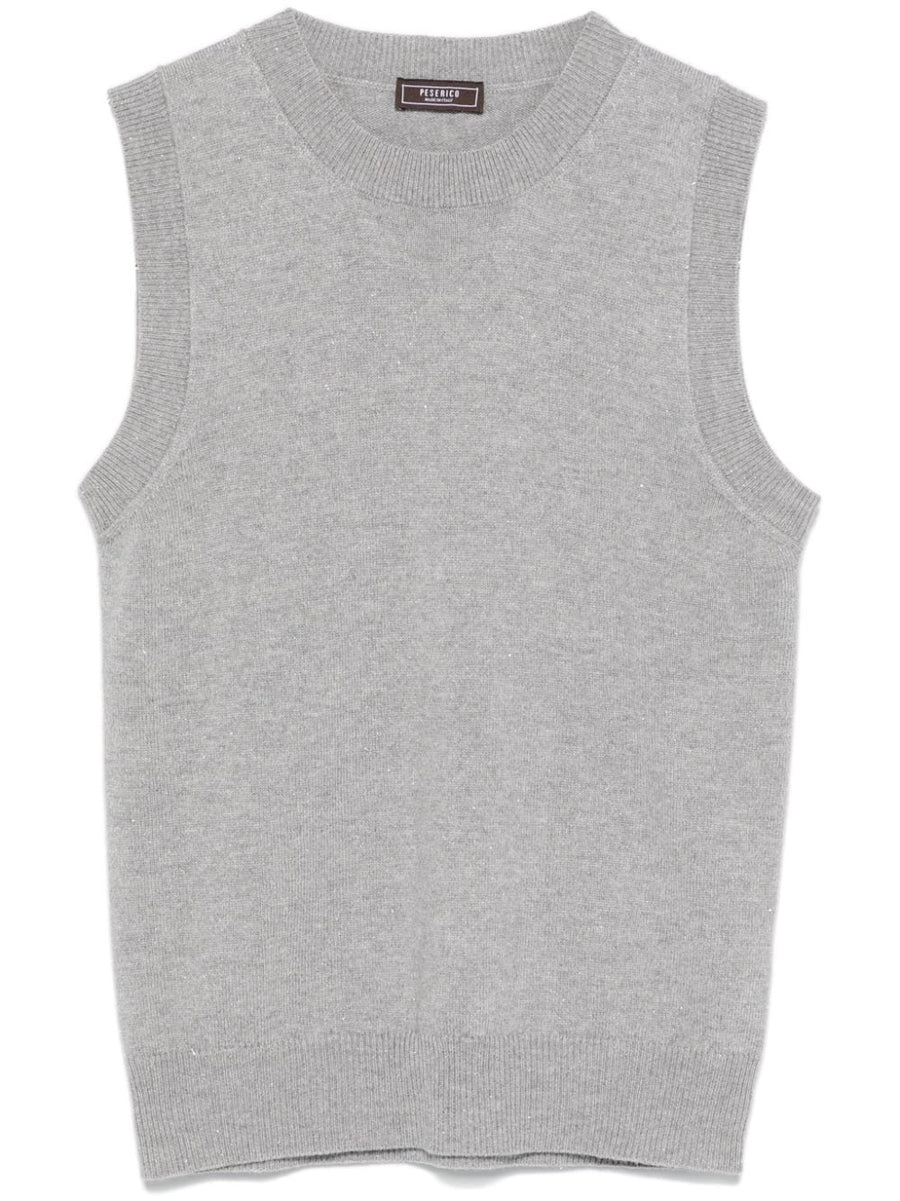Peserico Virgin Wool 60% tank top in light grey