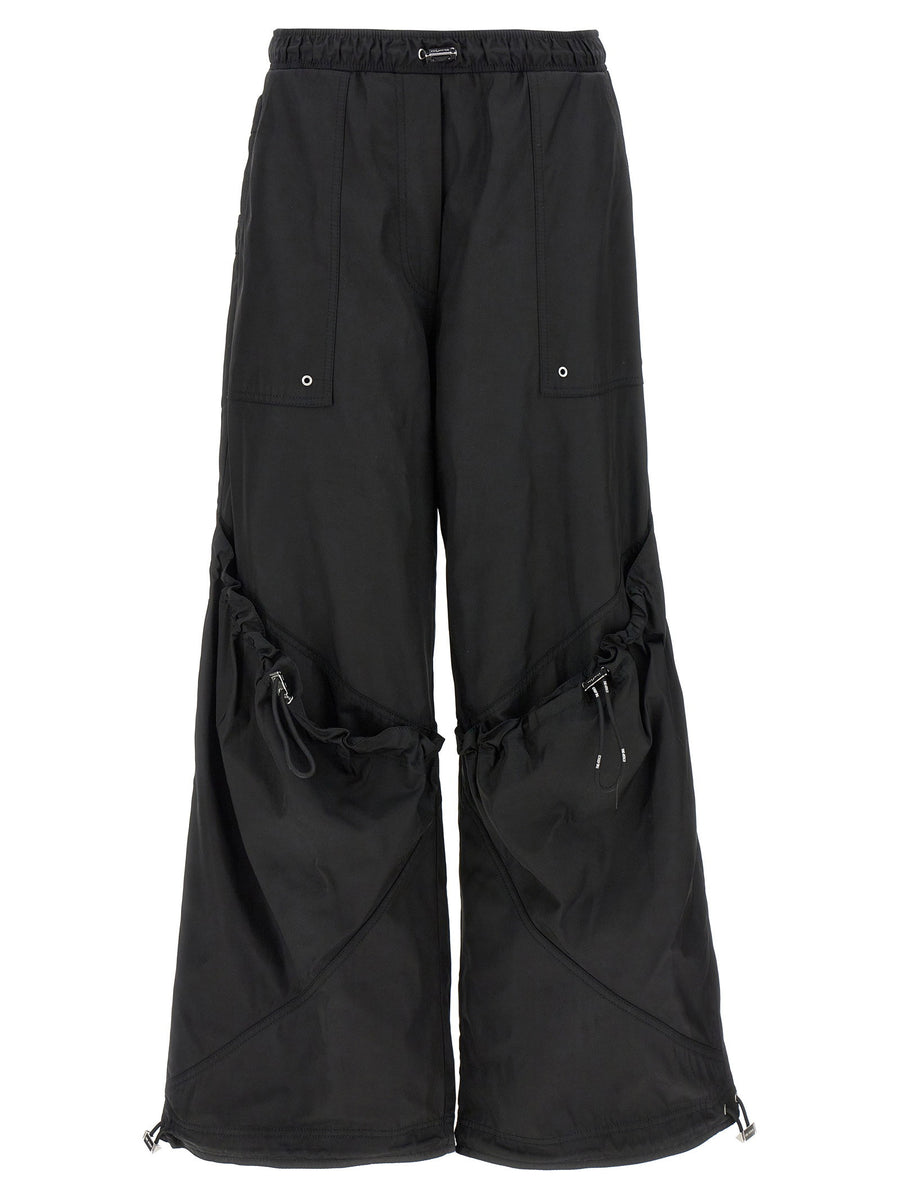 The Attico Oversized Nylon Cargo Pants — Black