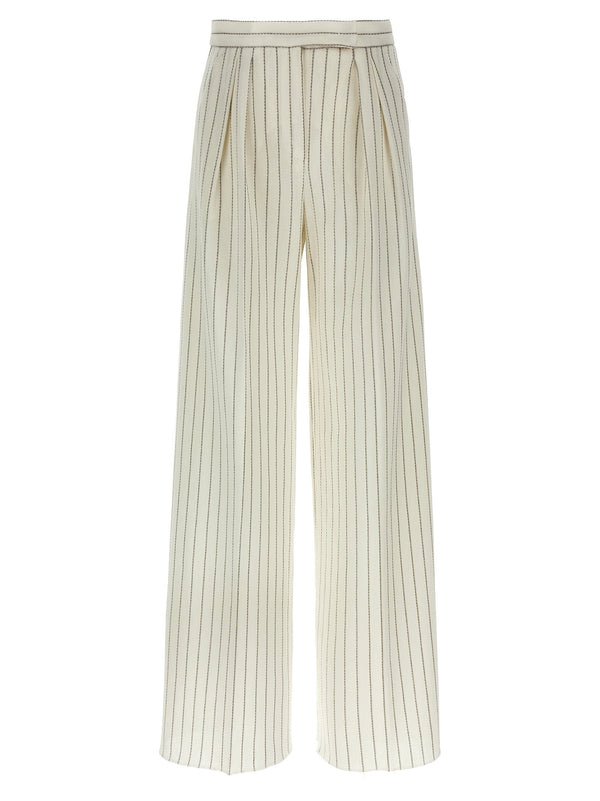 Max Mara Cotton and linen blend trousers in cream