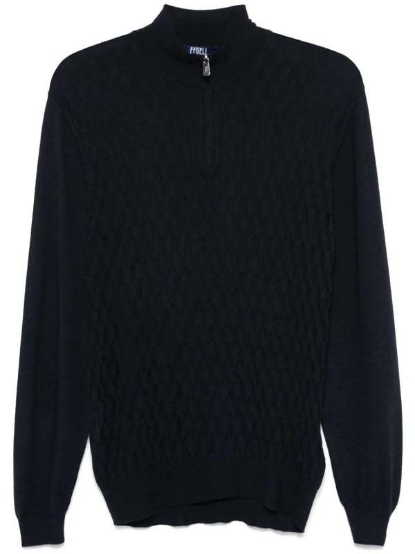 Fedeli Virgin Wool 100% sweater in navy