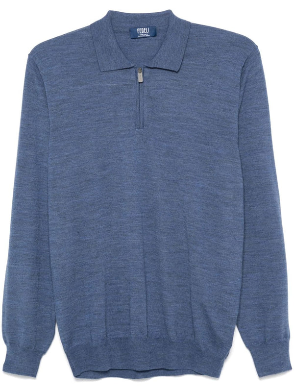 Fedeli Virgin Wool 100% polo in blue
