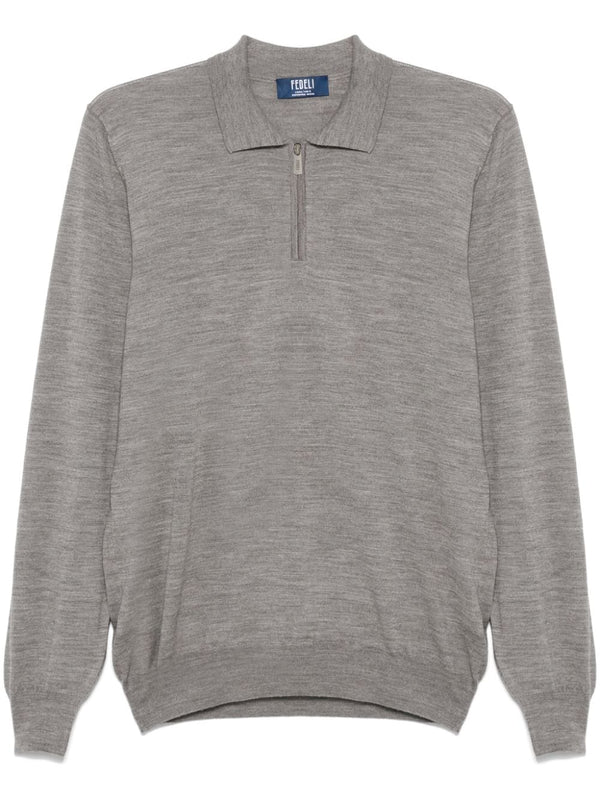 Fedeli Virgin Wool 100% polo in grey