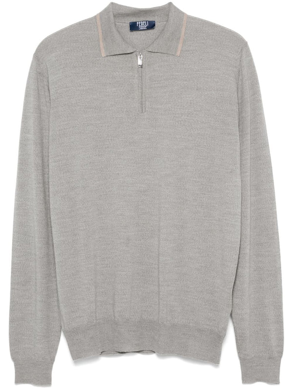 Fedeli Virgin Wool 100% polo shirt in grey