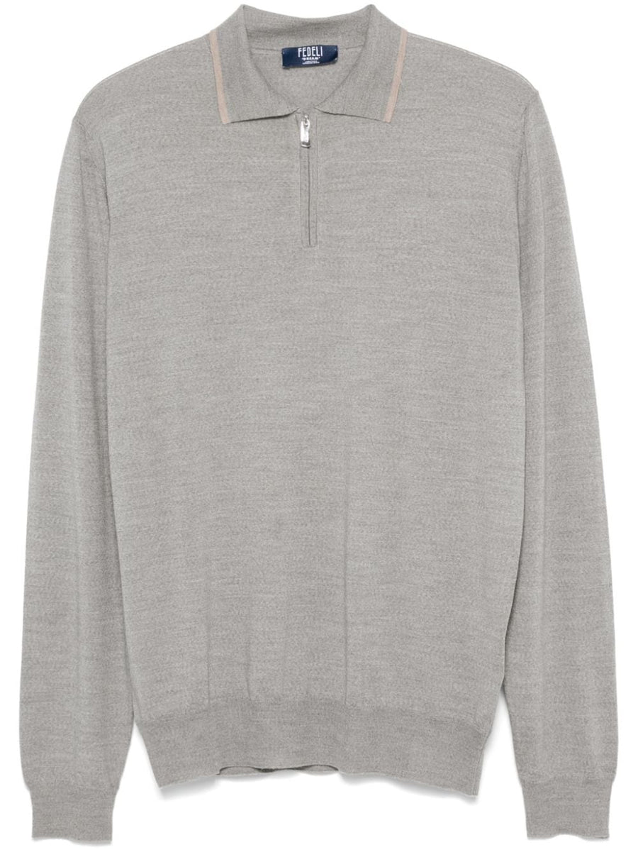 Fedeli Virgin Wool 100% polo shirt in grey