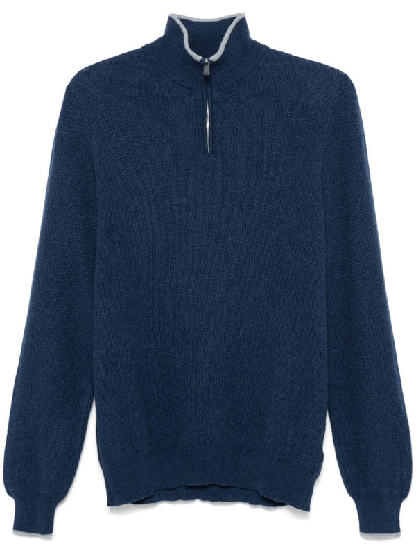 Fedeli Cashmere 100% sweater in navy