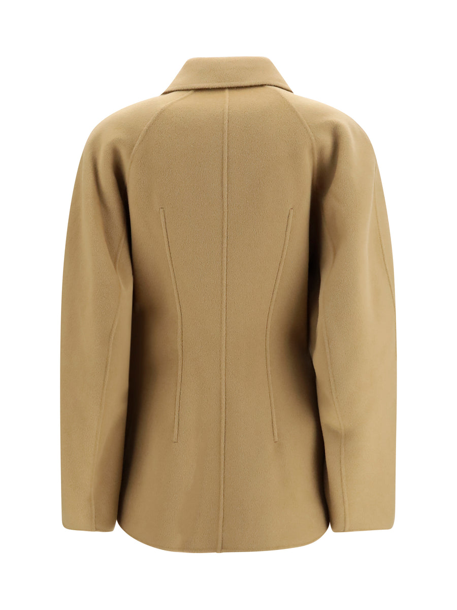 Jacket Sculptural Oversized-Sleeve Camel Merino Wool (ovis Aries)